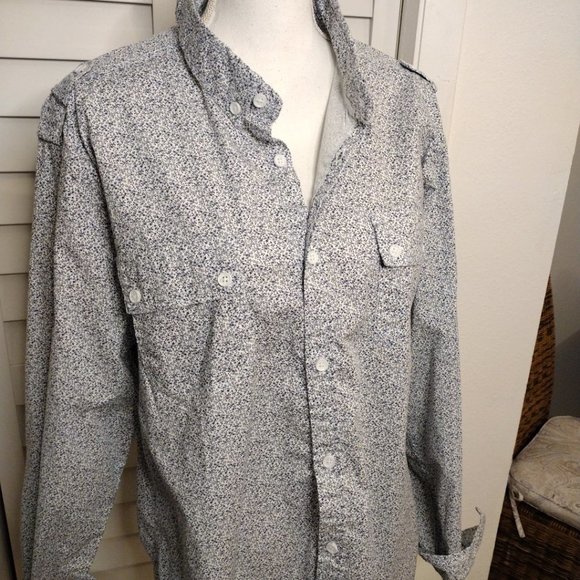 Alexander Julian long sleeve button-down shirt blue and white print Sz. XL - Picture 3 of 7